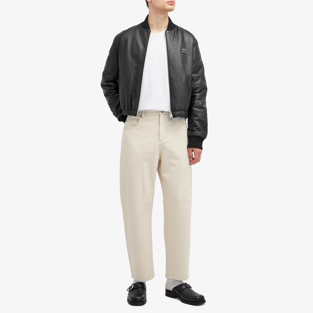 AMI Paris Men's Padded Leather Bomber jacket Black